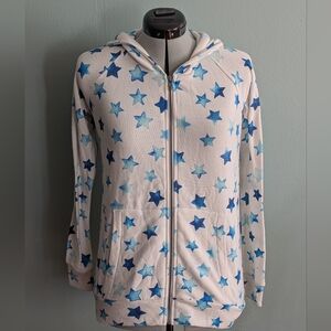 NWT Chaser Women's Zip Up Hoodie With Blue Star Design Sz Medium